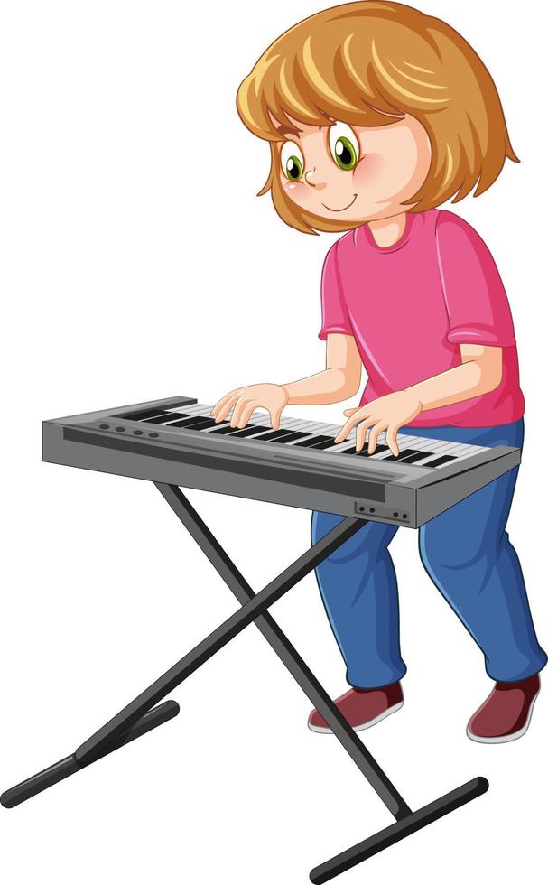 A girl playing electronic musical instrument vector