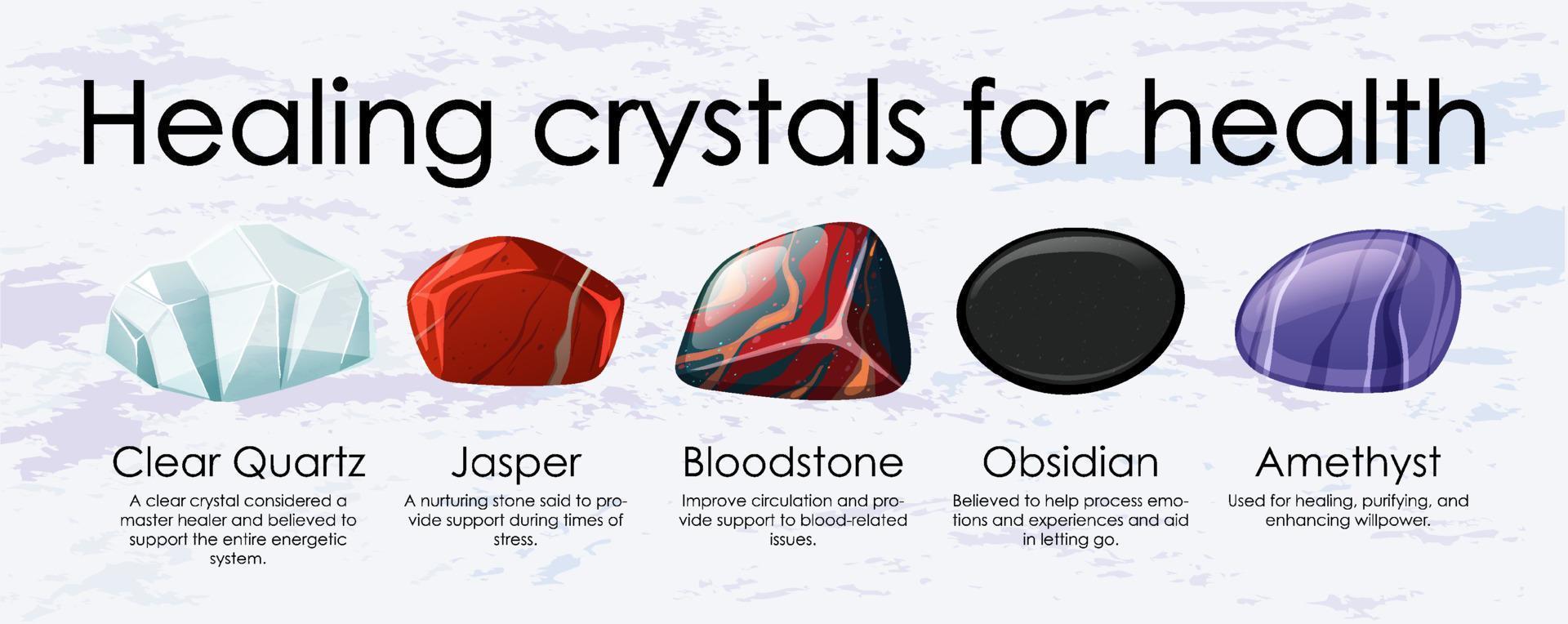 Healing crystals for health collection vector