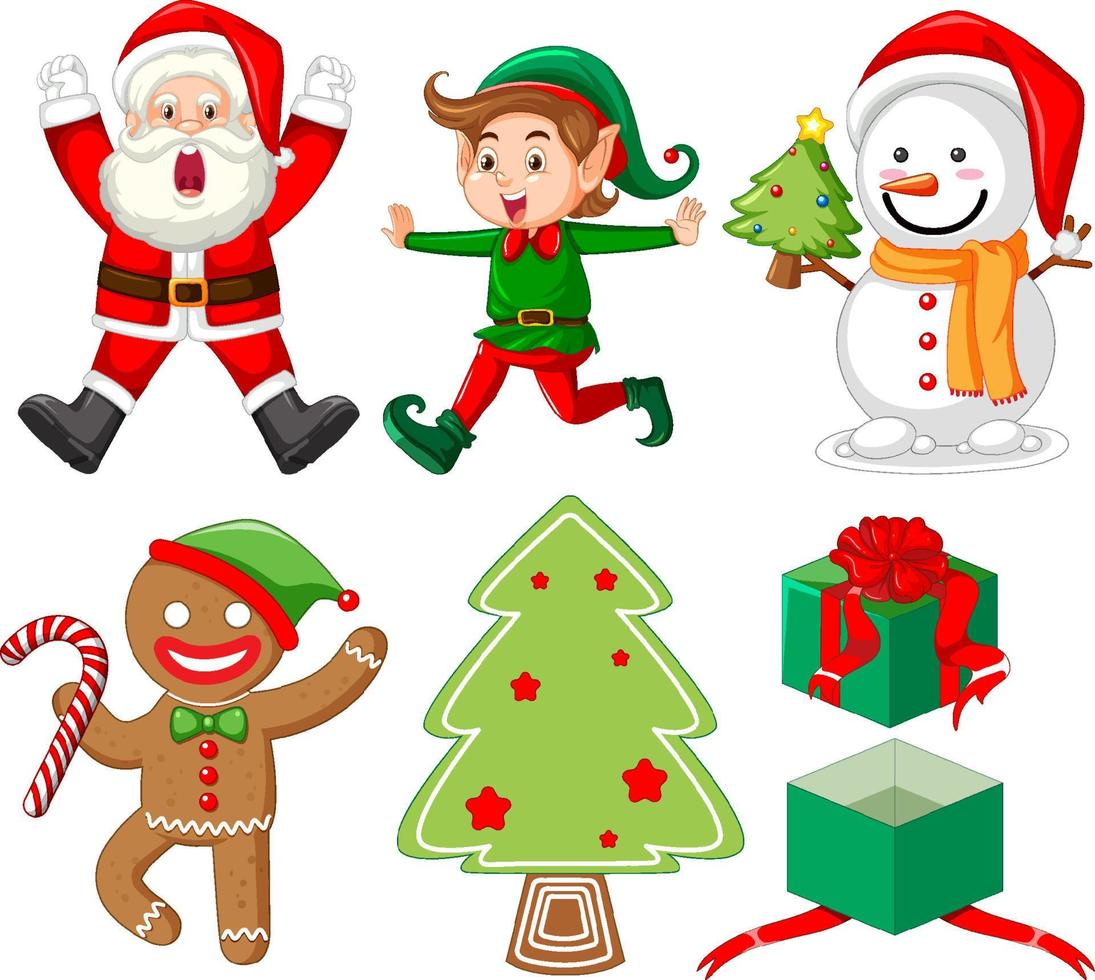 Set of Christmas elements and objects vector