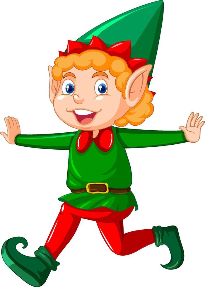 Cute kid wearing elf costume cartoon vector