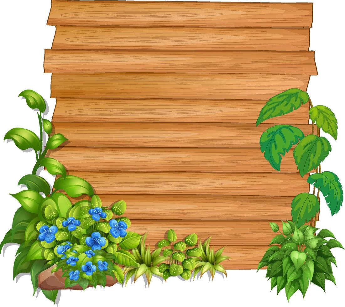 Wooden board template with nature leaves vector