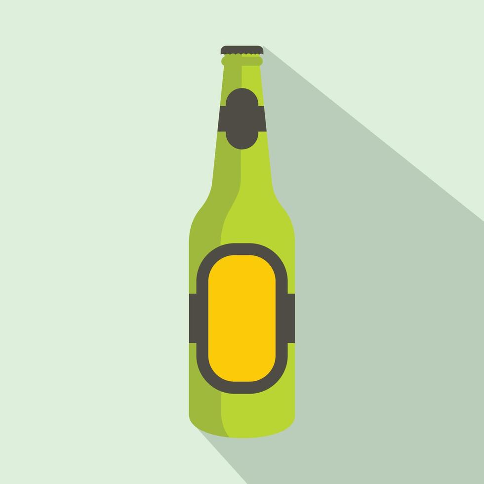 botella verde de icono de cerveza, estilo plano vector