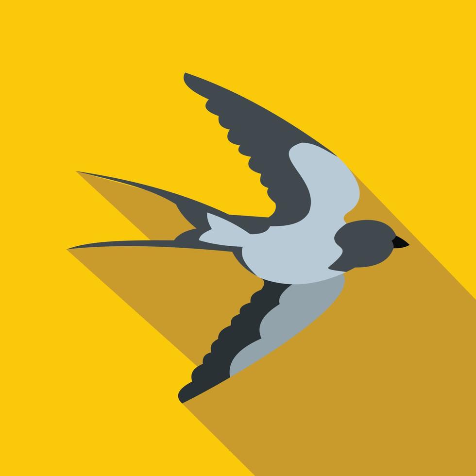 icono de pájaro golondrina voladora, estilo plano vector