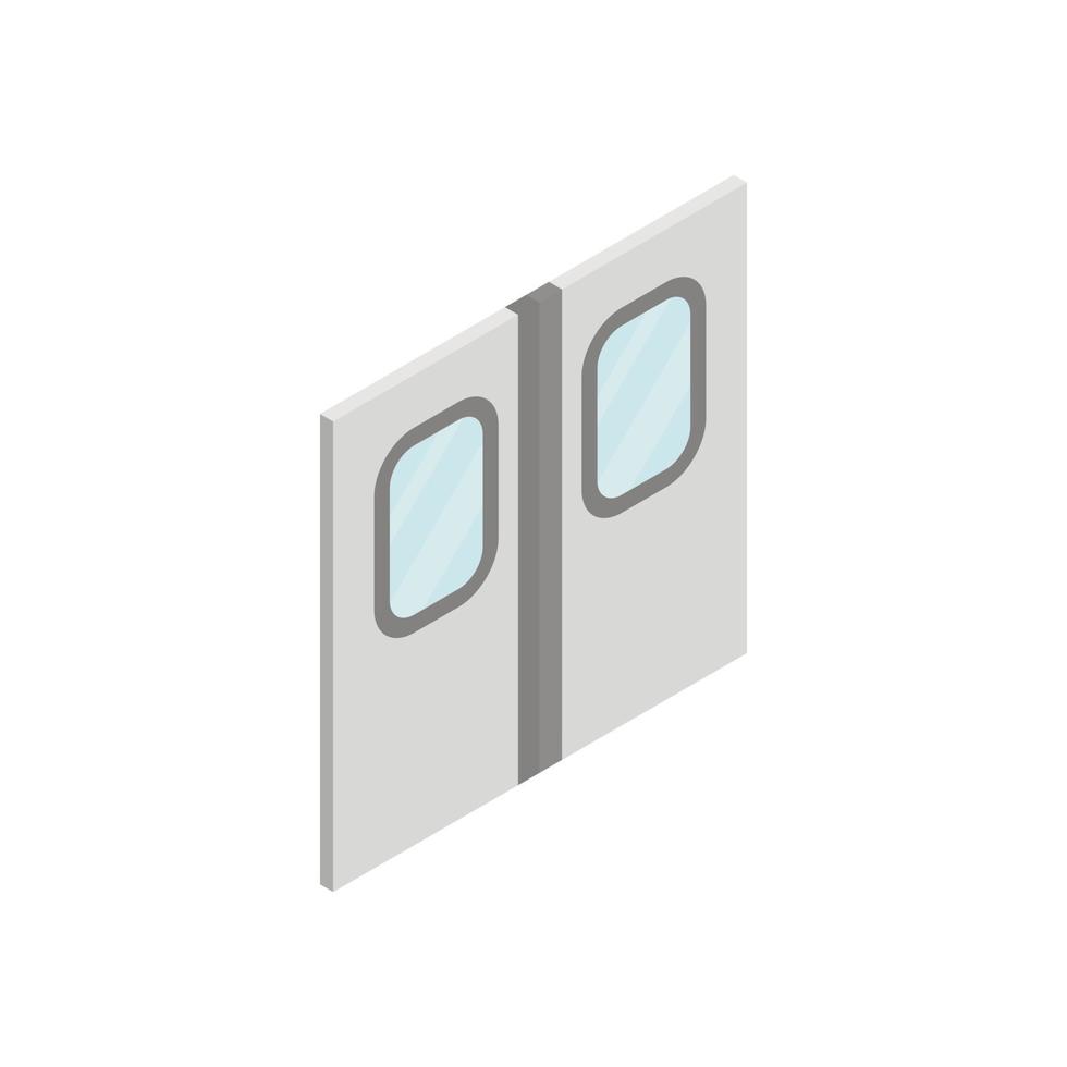 Subway train doors icon, isometric 3d style vector