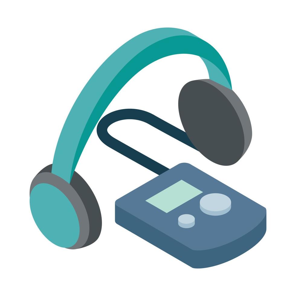 Audio guide icon, isometric 3d style vector