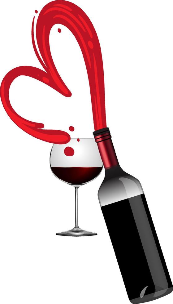 Red wine bottle and glass vector