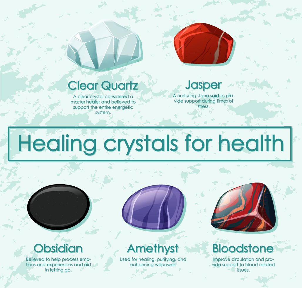 Healing crystals for health collection vector