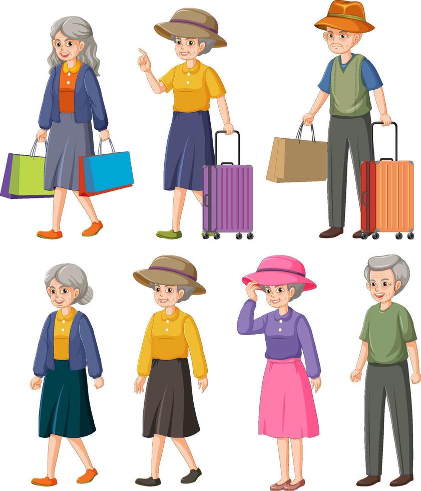 Collection of elderly people characters vector