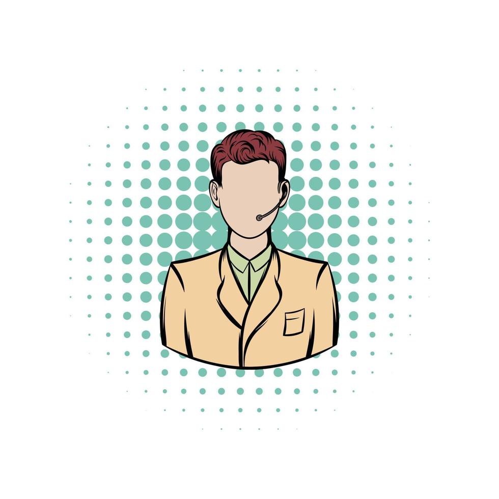 Man with headset comics icon vector