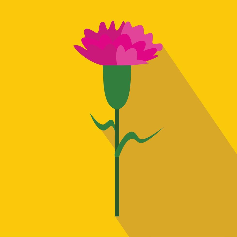 Pink carnation icon, flat style vector