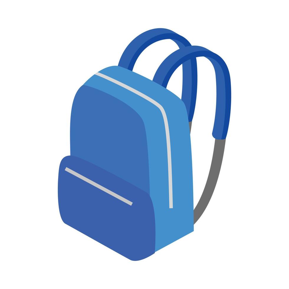 icono de mochila escolar azul, estilo 3d isométrico vector