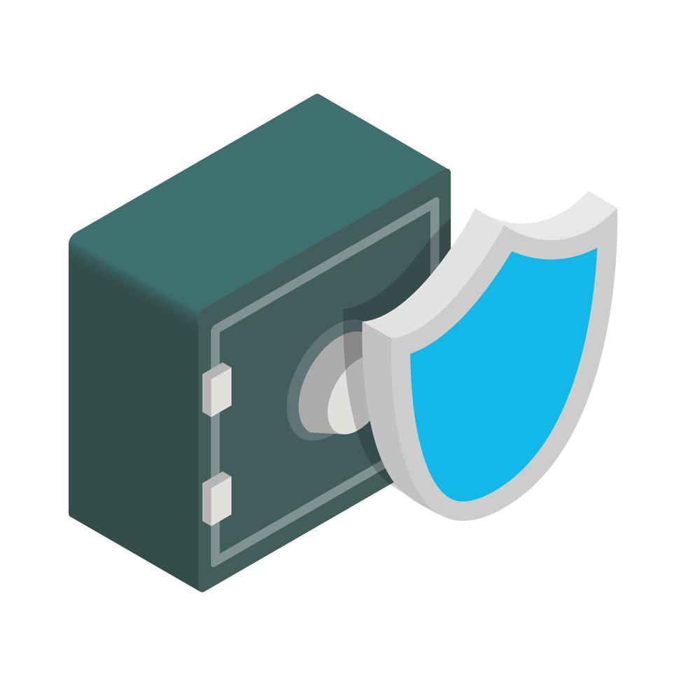 Metal shield with safe lock icon vector