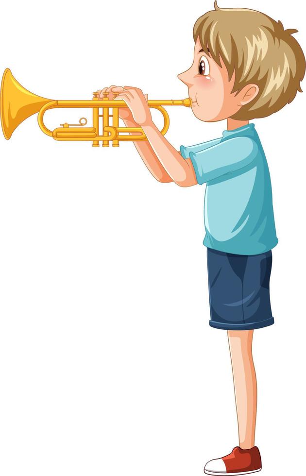 A boy playing trumpet musical instrument vector