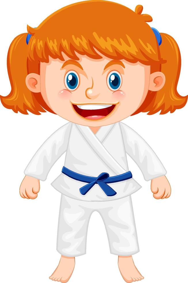 A girl in taekwondo uniform vector