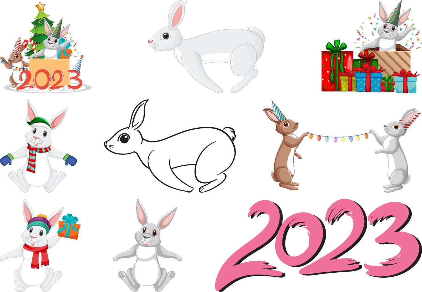 Set of 2023 new year element icon vector