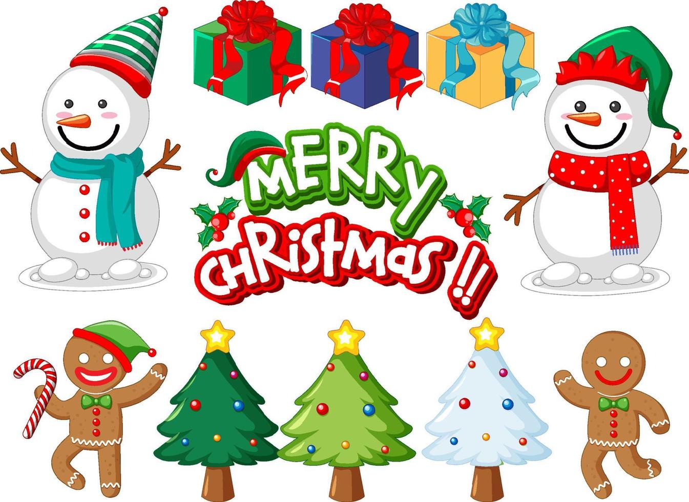 Set of Christmas elements and objects vector