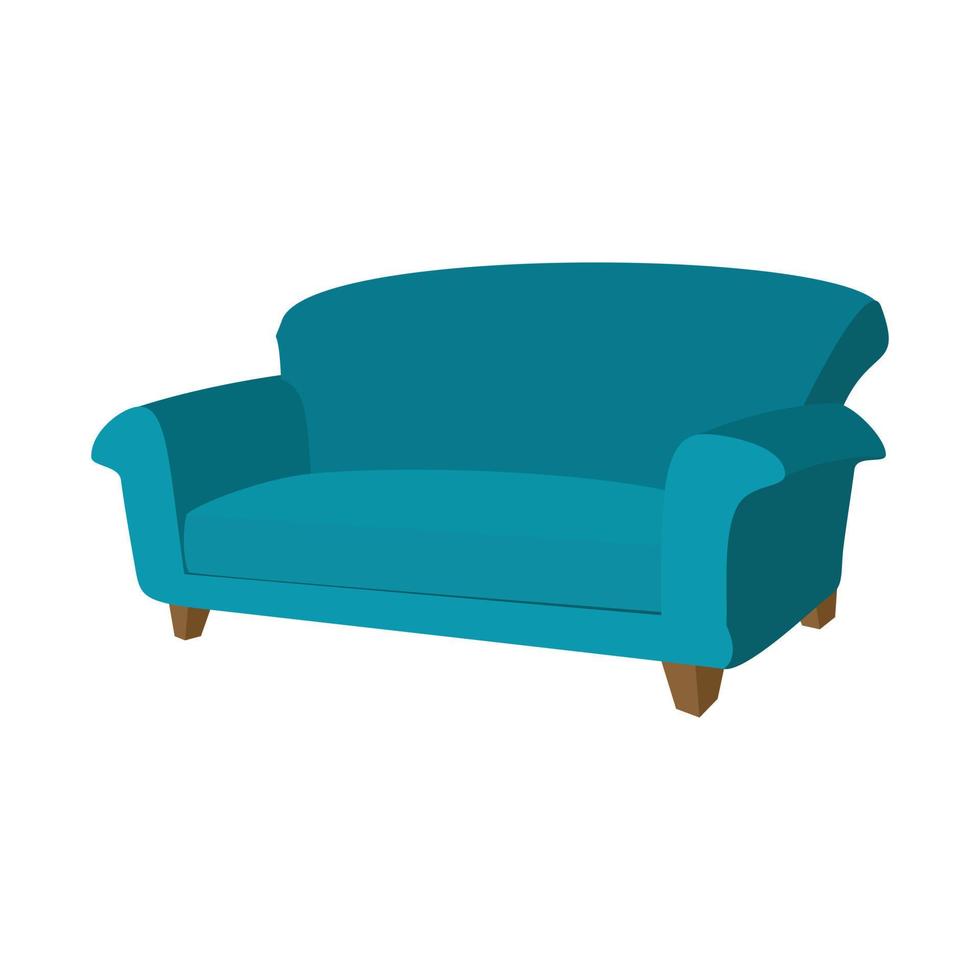 Blue sofa cartoon icon vector