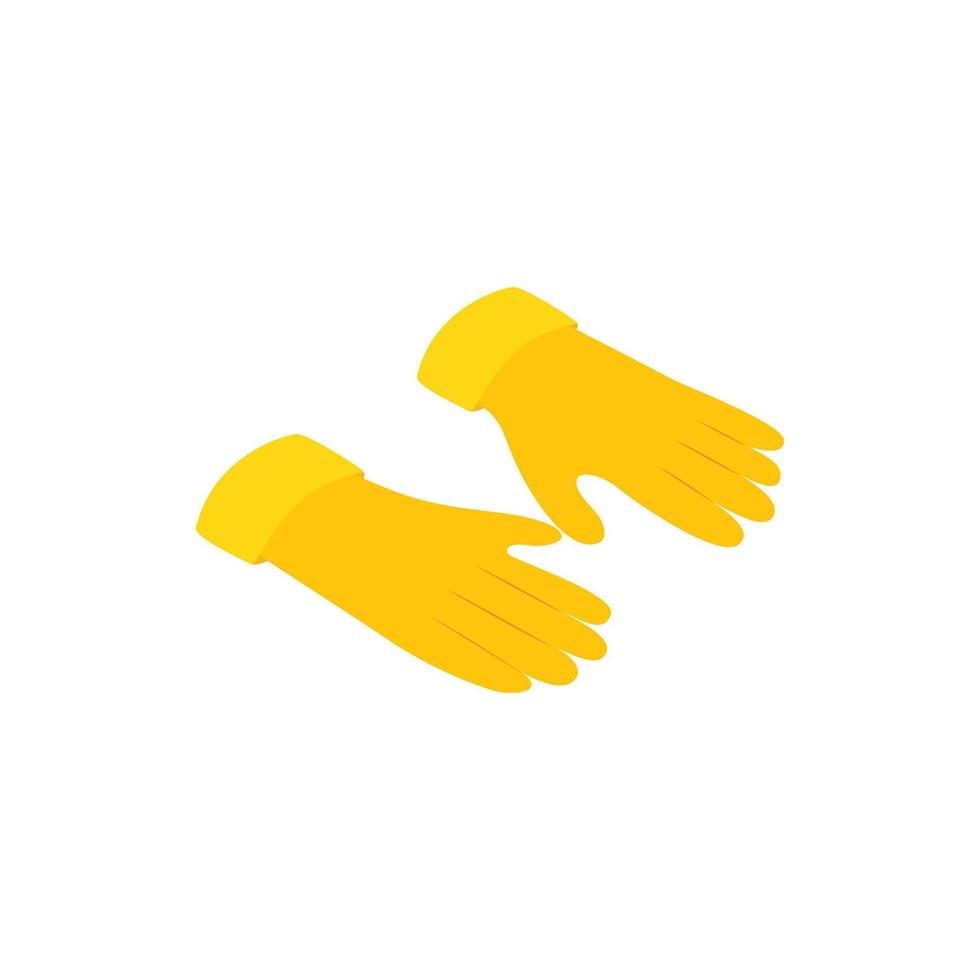 Yellow rubber gloves icon, isometric 3d style vector