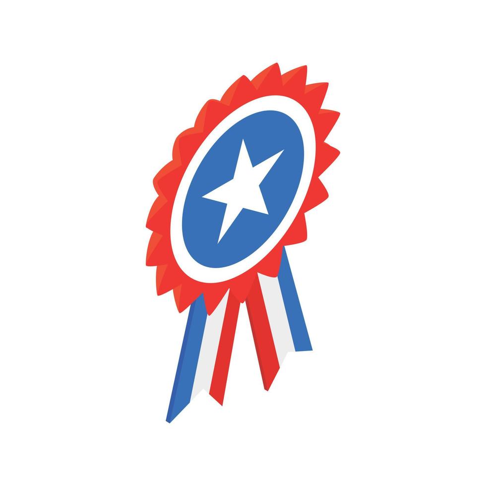 Ribbon rosette in the USA flag colors icon vector