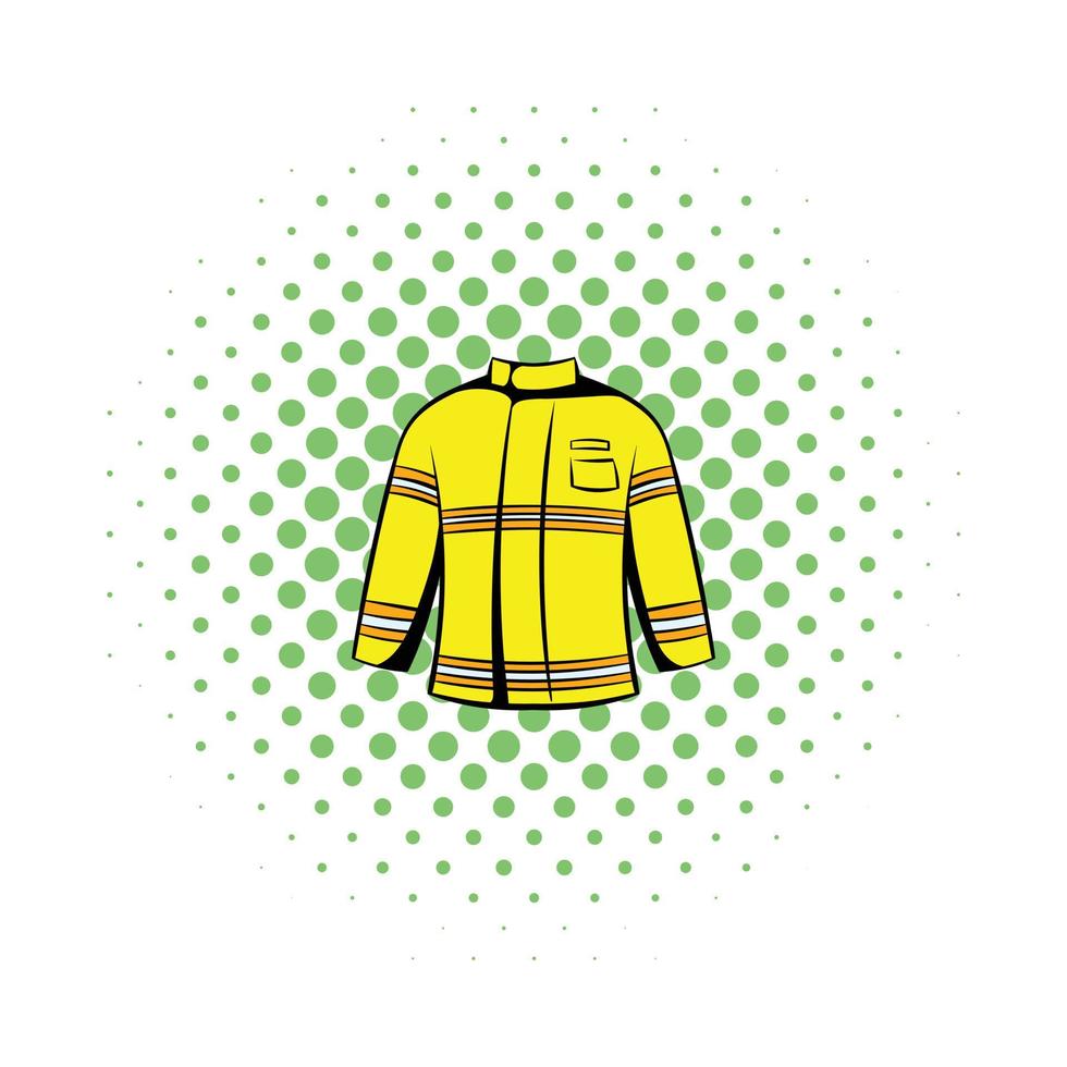 icono de chaqueta de bombero, estilo cómic vector