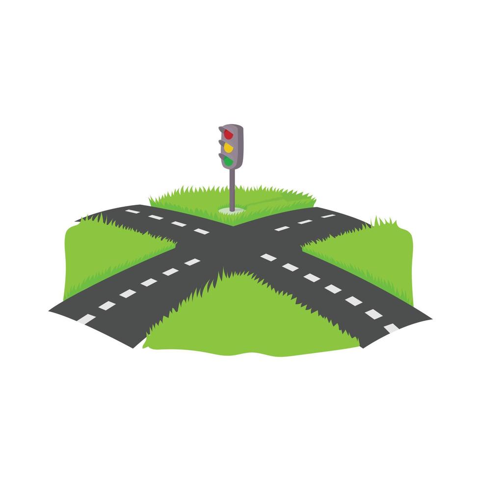 Crossroad icon, cartoon style vector
