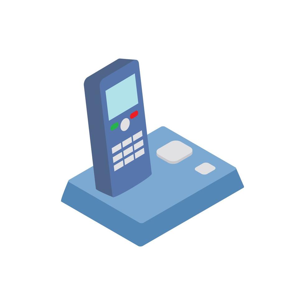 Wireless telephone icon, isometric 3d style vector