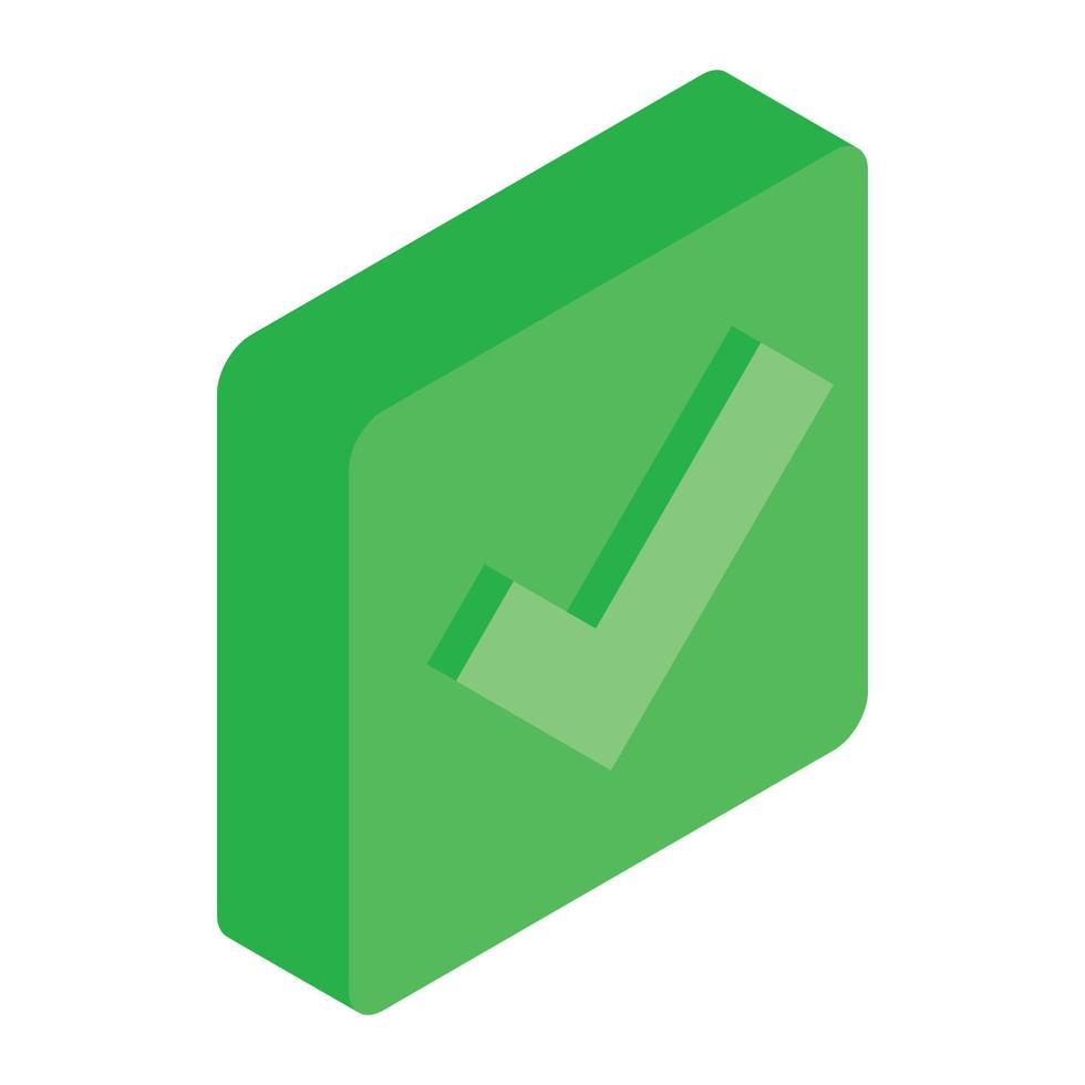 Green square element icon, isometric 3d style vector