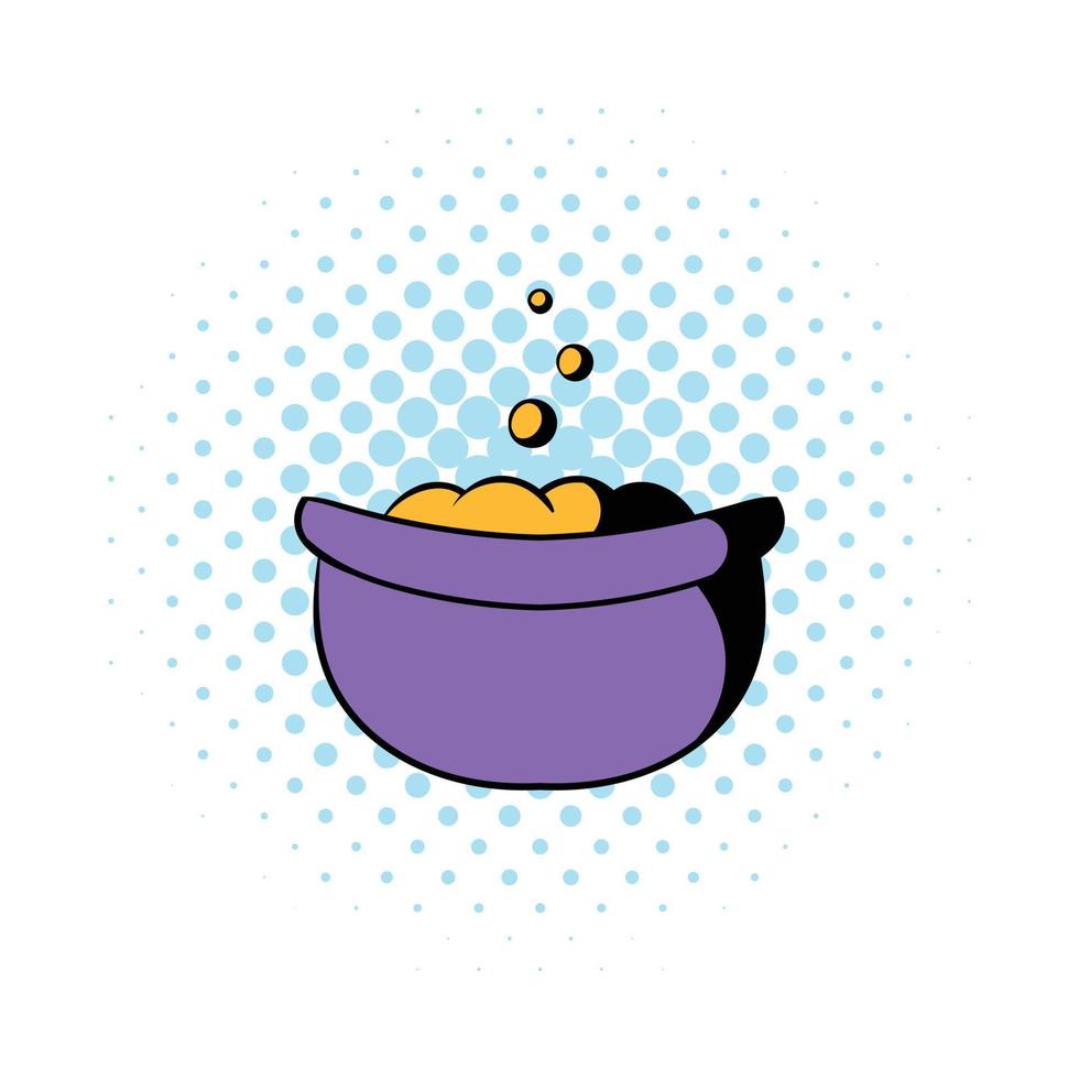 Witch cauldron with potion icon, comics style vector