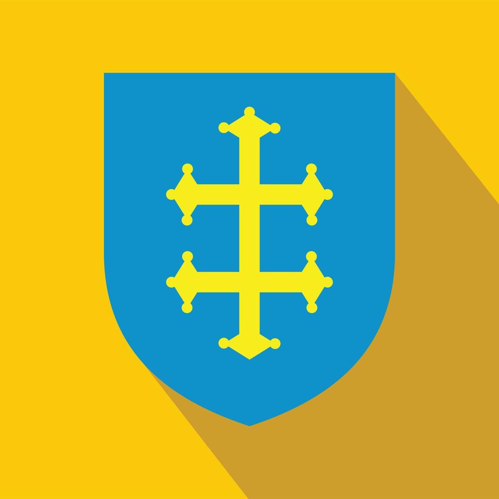 Heraldic cross of France on a shield icon vector