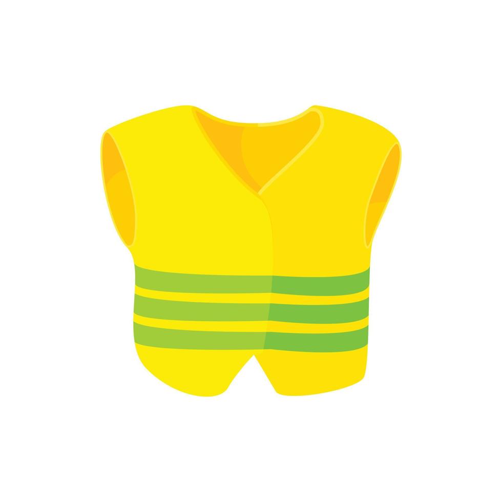 icono de chaleco amarillo, estilo de dibujos animados vector