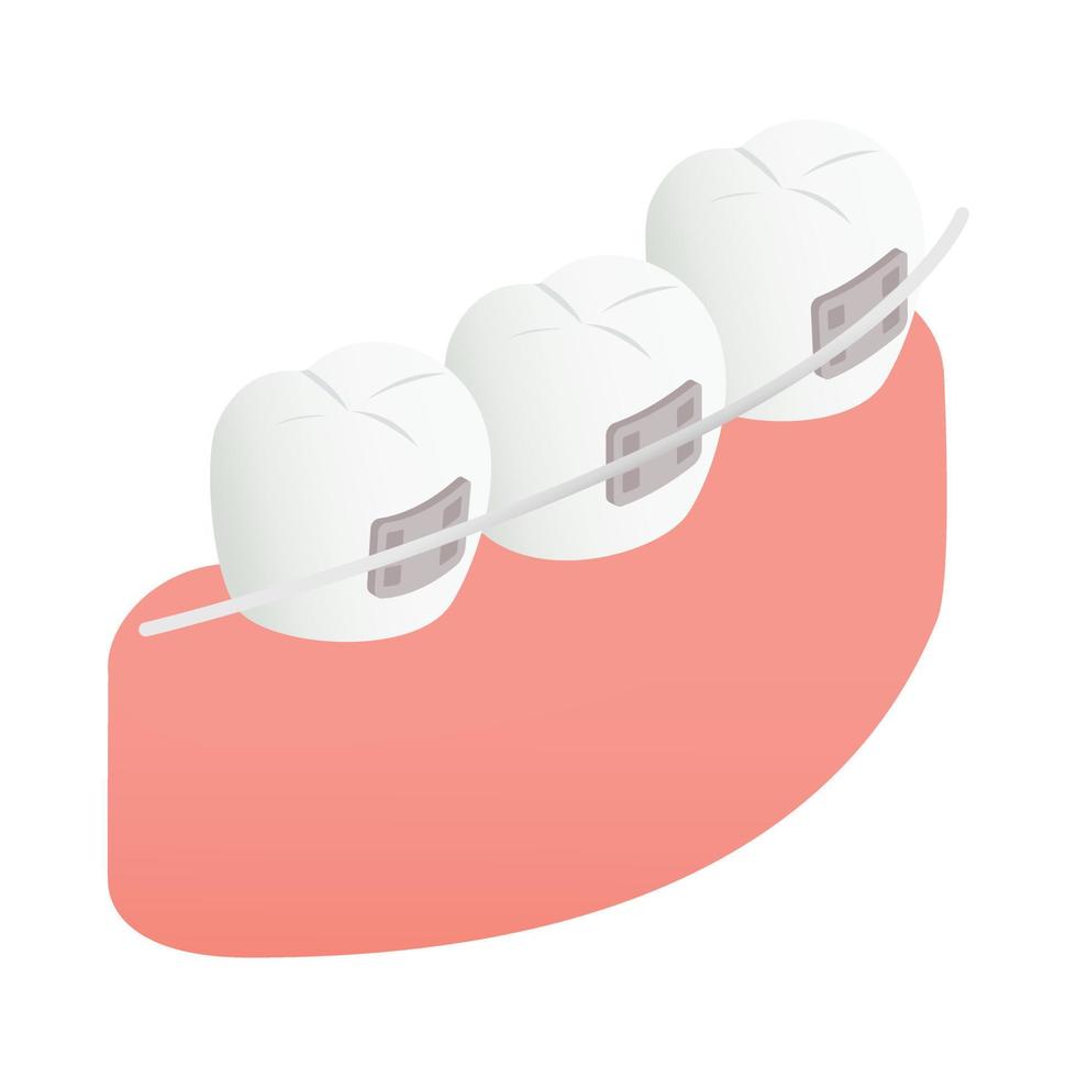 frenos en el icono de los dientes, estilo 3d isométrico vector