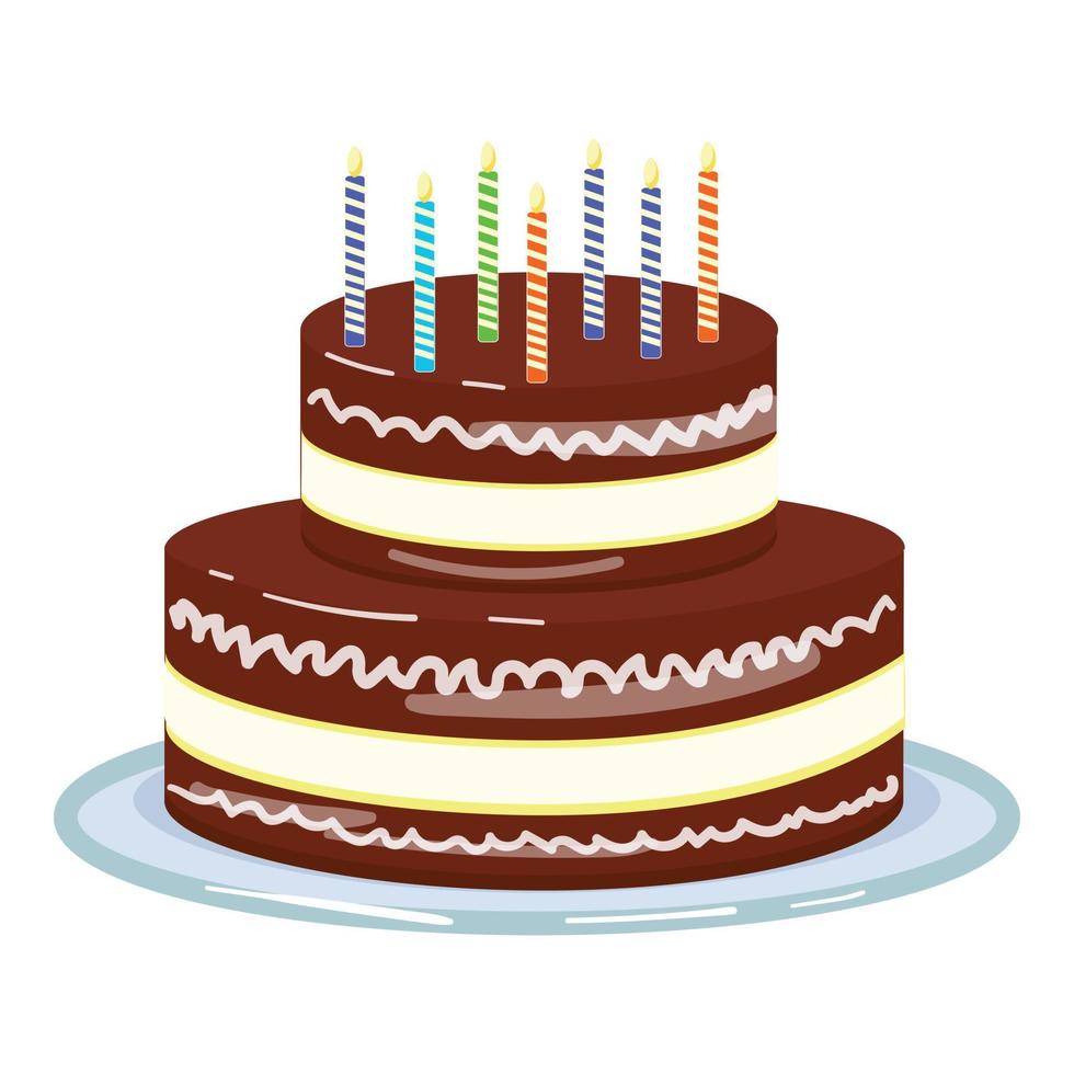 vector de dibujos animados de icono de pastel de crema de chocolate. feliz cumpleaños
