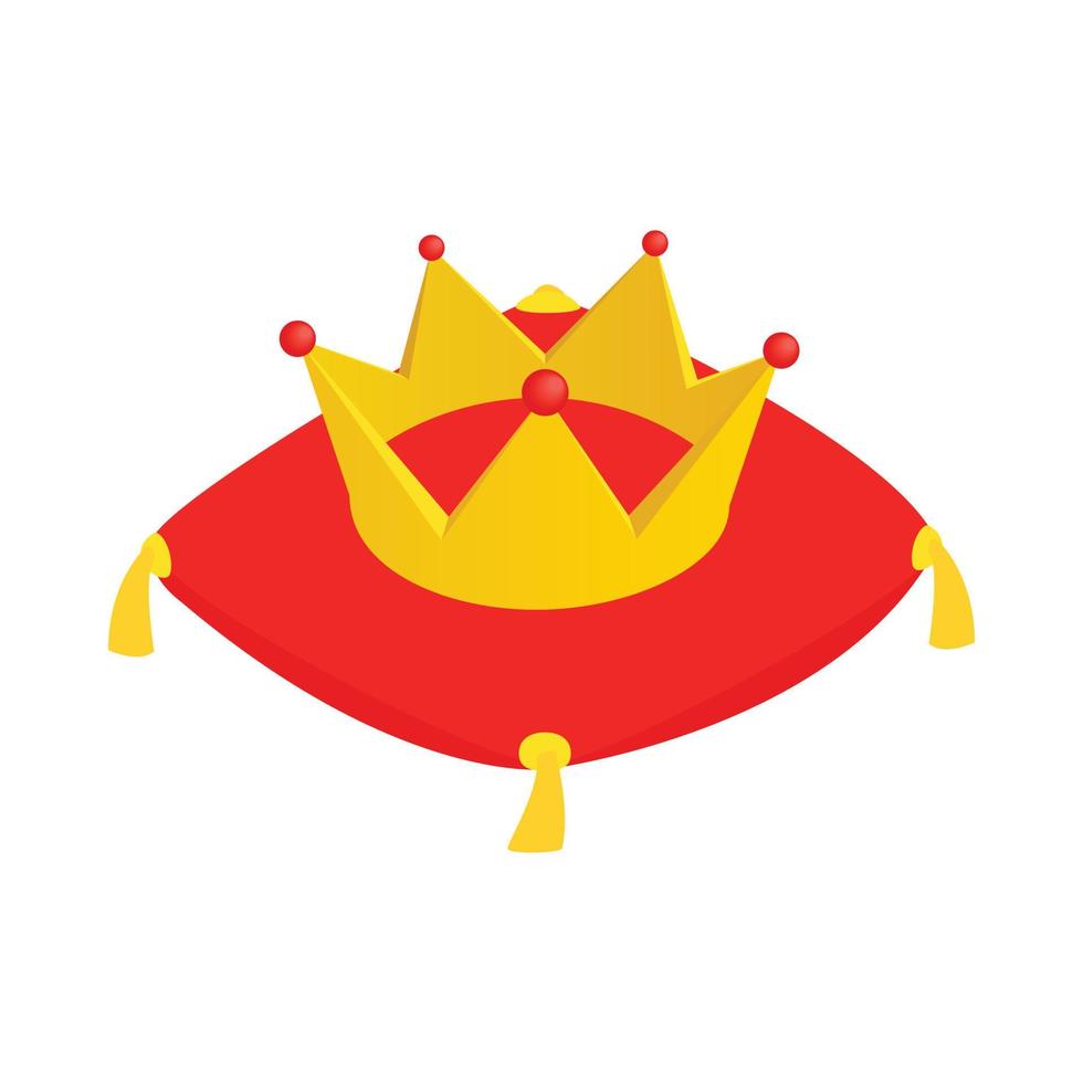 Crown on red velvet cushion icon vector