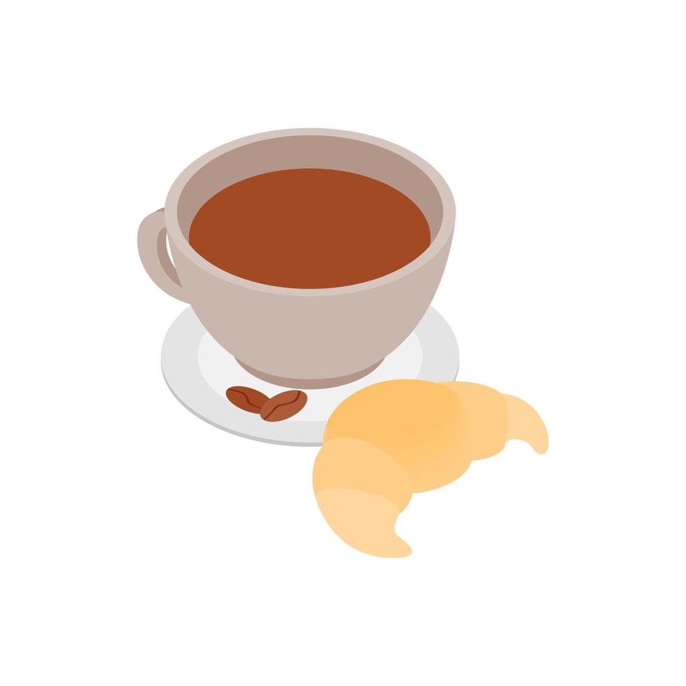 taza de café con un icono de croissant vector