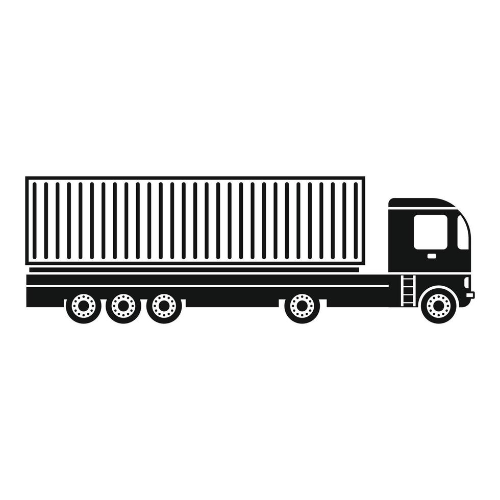 Container at the dock with truck black simple icon vector