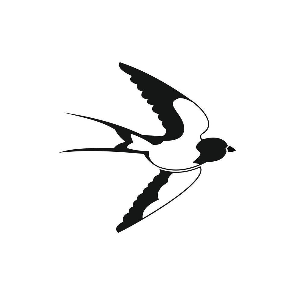 icono de golondrina, estilo simple negro vector