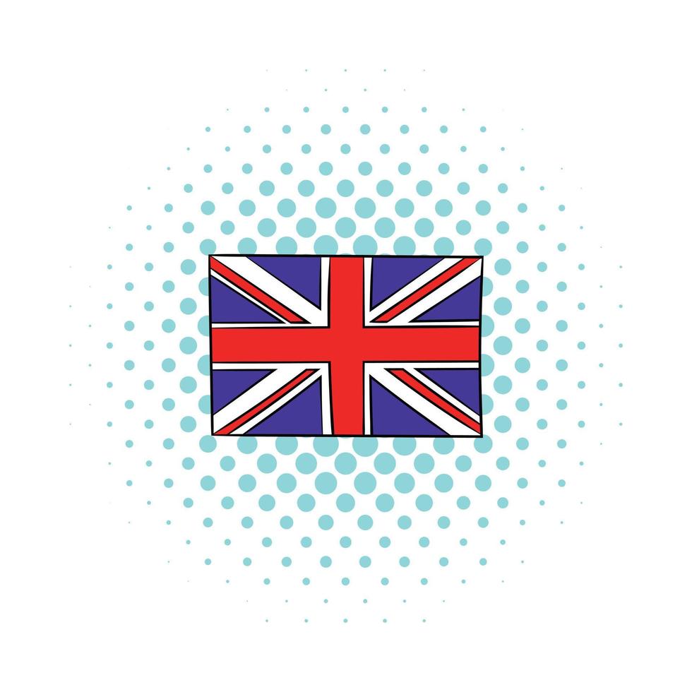 Great Britain flag icon, comics style vector