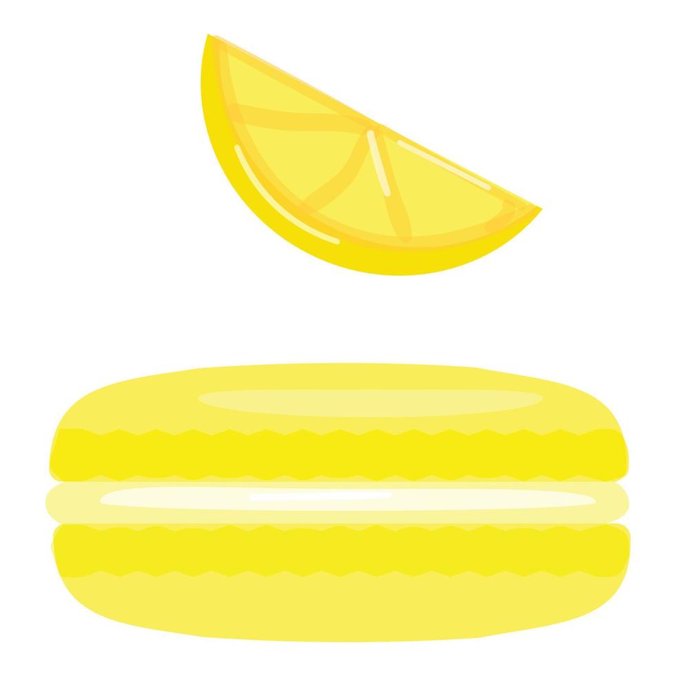 Lemon macaroon icon cartoon vector. French cookie vector