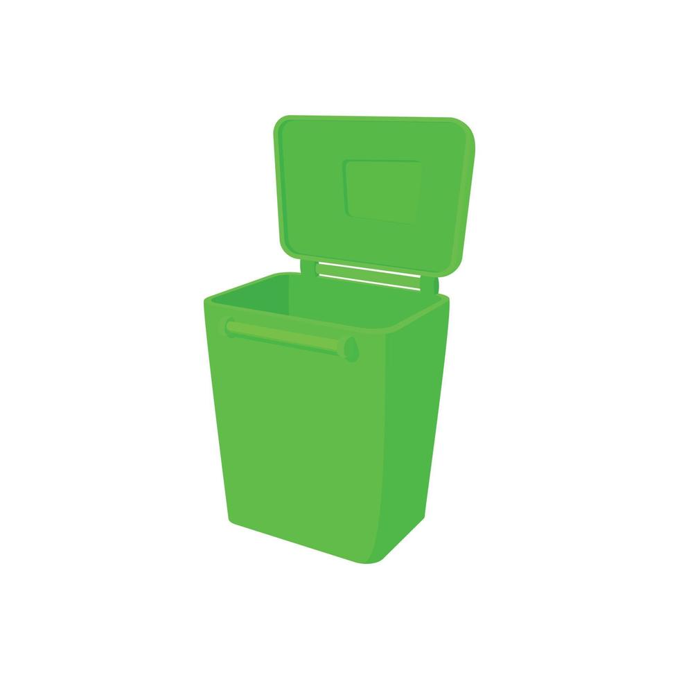 icono de contenedor de basura verde, estilo de dibujos animados vector