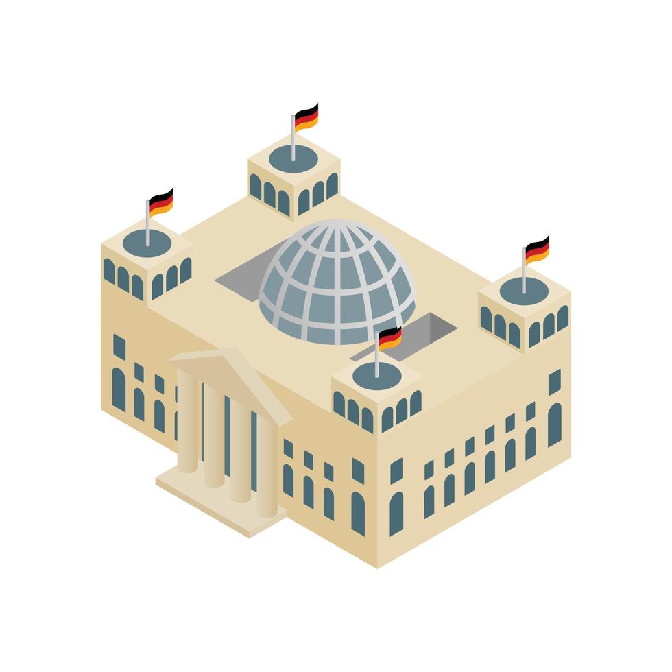 German Reichstag building isometric 3d icon vector