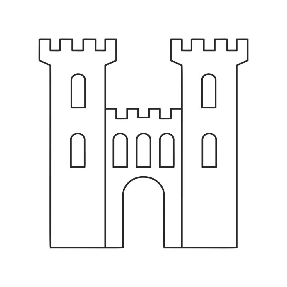 un antiguo icono de línea delgada de puerta de piedra medieval vector