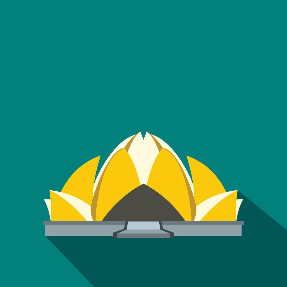 Lotus Temple, New Delhi icon, flat style vector