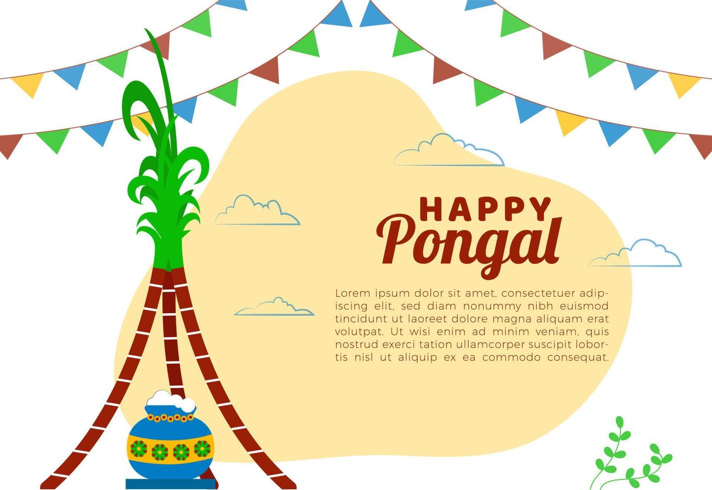 Flat Pongal Festival of Harvest Background Illustration Design vector