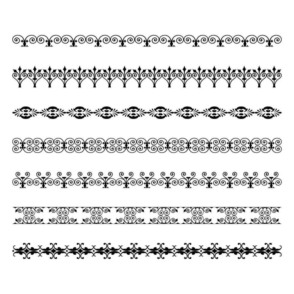 vintage border elements set isolated on white background vector