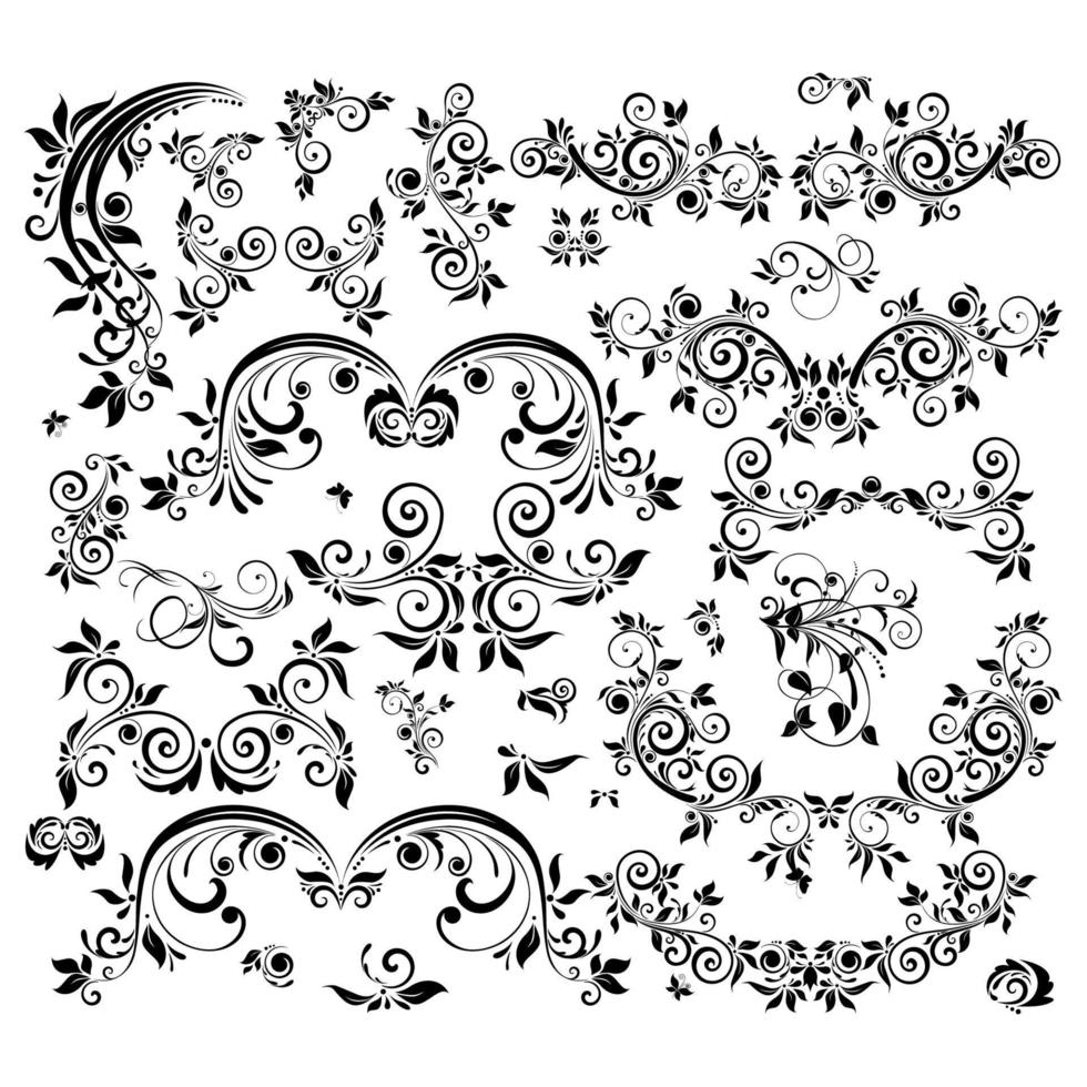 patrón de concepto de conjunto de vector de borde sin costura adornado vintage en estilo tradicional. adorno de rizos y espirales