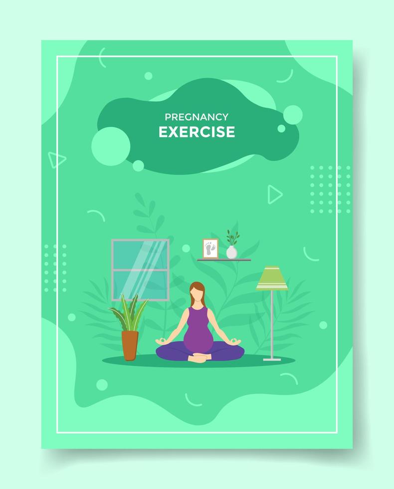 pregnancy health exercise for template of banners, flyer, books, and magazine cover vector