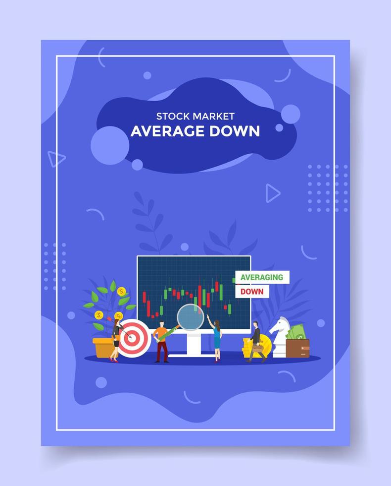 averaging down stock market concept for template of banners, flyer, books, and magazine cover vector