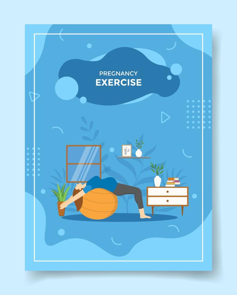 pregnancy health exercise for template of banners, flyer, books, and magazine cover vector