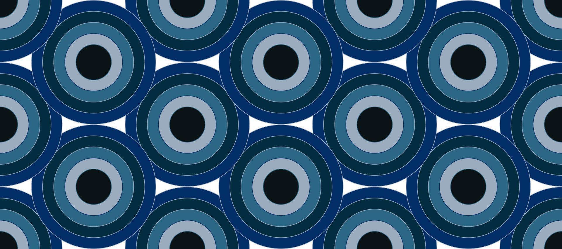 Geometric pattern seamless. Blue color circles and rings. Vector illustration.