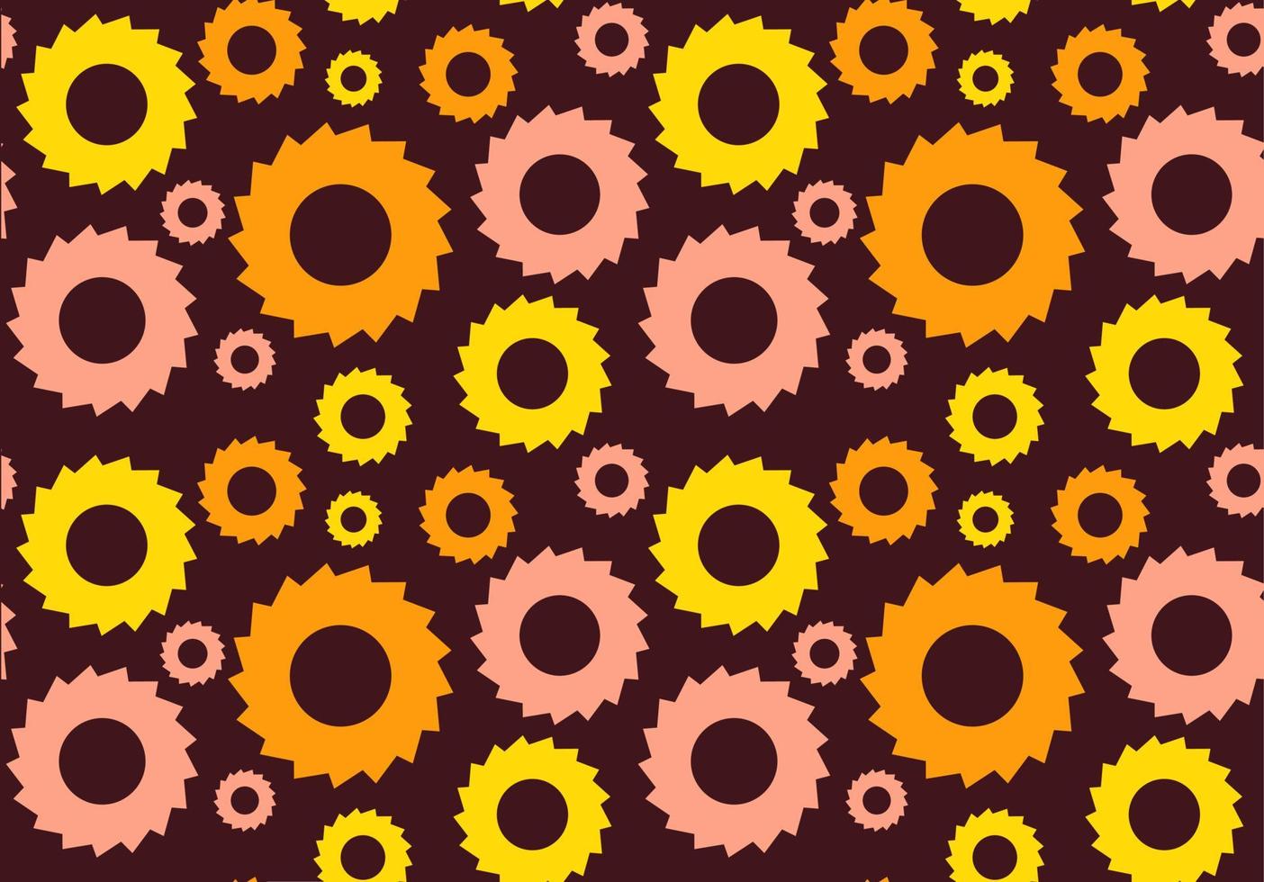 Geometric pattern seamless. Yellow, orange, powder, brown with circles, gears. Vector illustration.